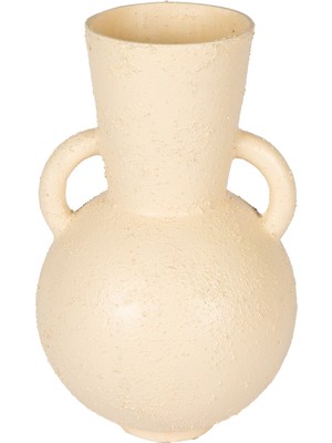 Herdekora Dekoratif Seramik Vazo Anfora Kumlu Krem 18X30 Cm.