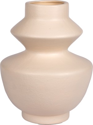 Herdekora Dekoratif Seramik Vazo Körük Krem 22X26 Cm.
