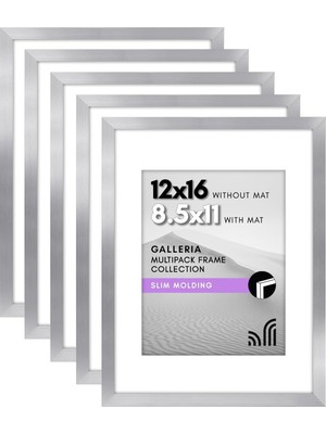 Americanflat Cilalı Pleksiglaslı Resim Çerçevesi, 30,5 x 40,6 Cm, 5 Adet, Paspartulu 21,6 x 28,9 cm Çerçeve Olarak Veya 30,5 x 40,6 cm Çerçeve, Paspartusuz, Galeri Koleksiyonu