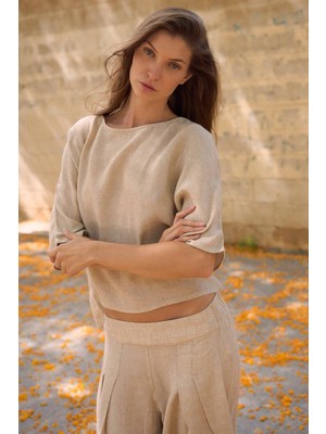 İkikız Tencel Keten Bluz
