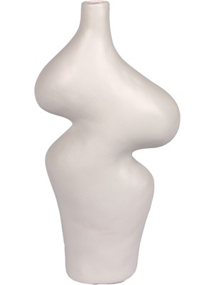 Herdekora Dekoratif Seramik Vazo Whitney Beyaz 14X27 Cm.