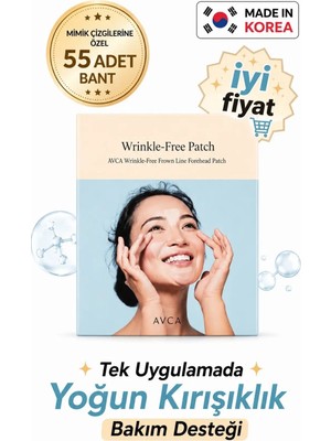 Avca Mimik Çizgilerine Yönelik Kırışıklık Karşıtı Bakım Bandı 55 Patch - Wrinkle-Free Forehead Frown Line Patch 55 Patch