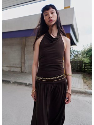 Mango Drape Halter Yaka Elbise