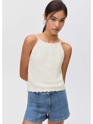 MANGO Teen Düz kesim denim şort