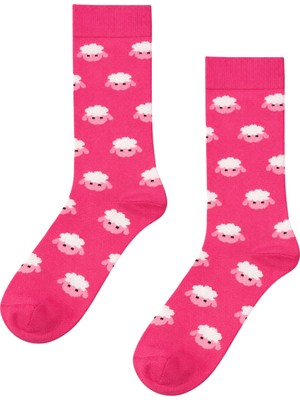 Carnaval Socks Sevimli Kuzu Desenli Pembe Unisex Soket Çorap