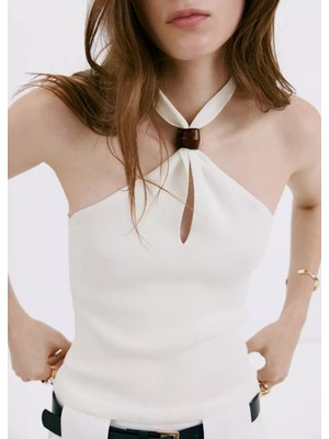 Mango Halter Yaka Triko Bluz