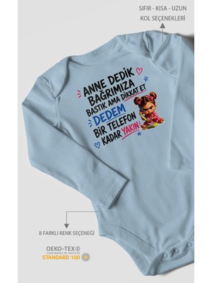 Morivo Kids Anneye ve Dedeye Özel Uzun Kollu Bebek Body %100 Pamuk
