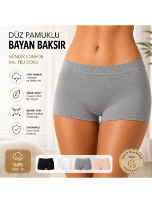 Qulat Dondeza %95 Pamuklu Bayan Boxer – Günlük Konfor, Esnek ve Nefes Alan Kumaş