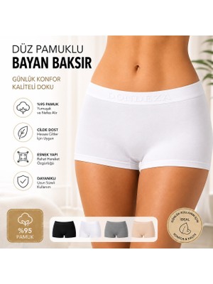 Qulat Dondeza %95 Pamuklu Bayan Boxer – Günlük Konfor, Esnek ve Nefes Alan Kumaş