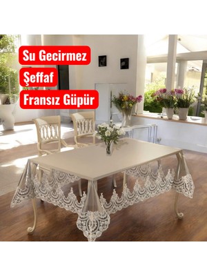 Empressco Şeffaf Pvc Fransız Güpürlü Kırılmaz Su Geçirmez Masa Örtüsü