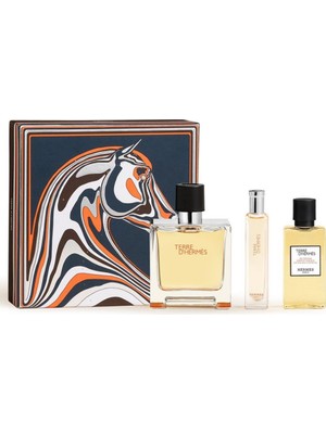 Hermes Terre D'hermes Parfum 75 ml + 15 ml + Shower Gel 40 ml Erkek Parfüm Seti