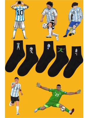 Rabona Fashion Messi Arjantin Futbol Efsanesi 5'li Taraftar Çorabı