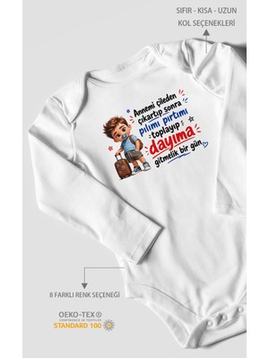 Morivo Kids Anneye ve Dayıya Özel Uzun Kollu Bebek Body %100 Pamuk