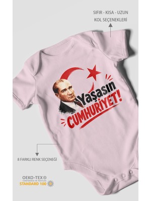 Morivo Kids Yaşasın Cumhuriyet Kısa Kollu Bebek Body %100 Pamuk