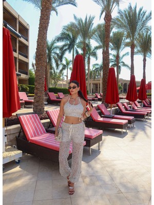 Esra Helvacı Işıltılı Halter Crop Takım Eh Collection