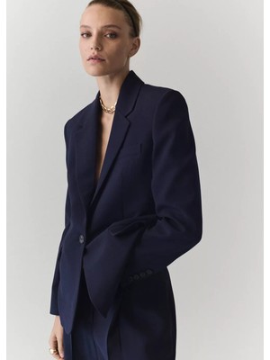 Mango Kapaklı Cepli Düz Kesim Blazer Ceket