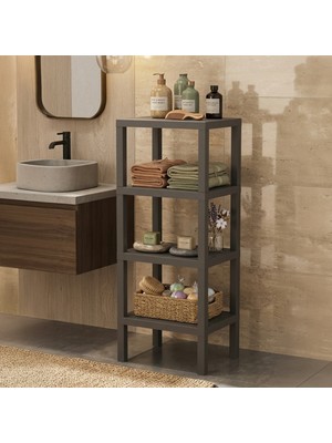 Snippy Console - 4 Katlı Plastik Banyo Mutfak Düzenleyici Mutfak Rafı Banyo Ünitesi 38 x 29 x 100