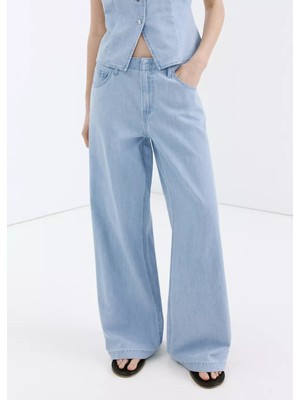 Mango Orta Bel Wide Leg Jean Pantolon