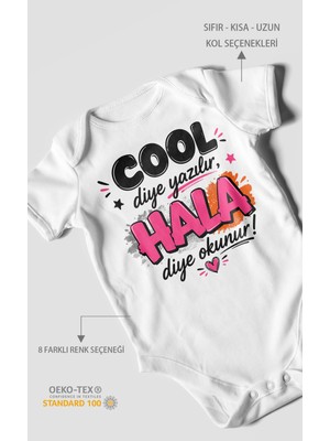 Morivo Kids Cool Diye Yazılır Hala Diye Okunur Kısa Kollu Bebek Body %100 Pamuk