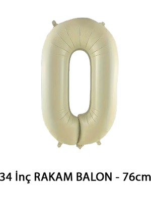 Lotus Party Krem Renk 0 Rakam Folyo Balon - Krem Rakam Balon 0 Yaş - 76 cm