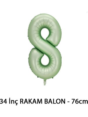 Lotus Party Yeşil Renk 8 Rakam Folyo Balon - Su Yeşili Rakam Balon 8 Yaş - 76 cm