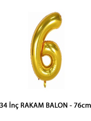 Lotus Party Gold Renk 6 Rakam Folyo Balon - Gold Rakam Balon 6 Yaş - 76 cm