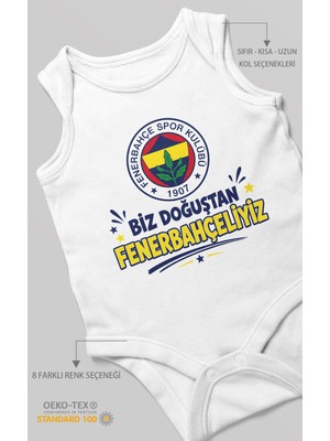 Morivo Kids Biz Doğuştan Fenerbahçeliyiz Sıfır Kollu Bebek Zıbını %100 Pamuk