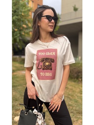 Leilaa Bisiklet Yaka Önü Baskılı T-Shirt