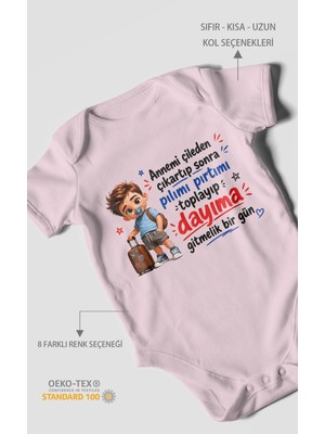 Morivo Kids Anneye ve Dayıya Özel Kısa Kollu Bebek Body %100 Pamuk