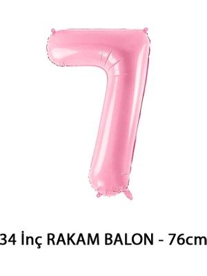 Lotus Party Pembe Renk 7 Rakam Folyo Balon - Pembe Rakam Balon 7 Yaş - 76 cm