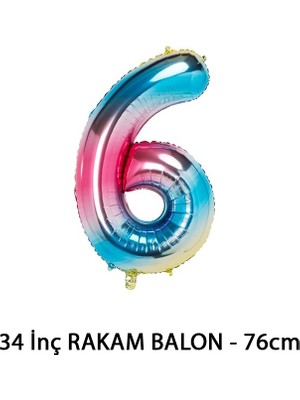 Lotus Party Gökkuşağı Renk 6 Rakam Folyo Balon - Gökkuşağı Rakam Balon 6 Yaş - 76 cm