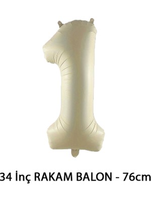 Lotus Party Krem Renk 1 Rakam Folyo Balon - Krem Rakam Balon 1 Yaş - 76 cm