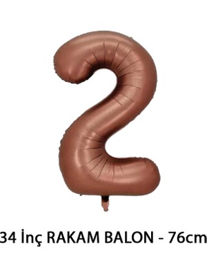 Lotus Party Kahverengi Renk 2 Rakam Folyo Balon - Kahverengi Rakam Balon 2 Yaş - 76 cm