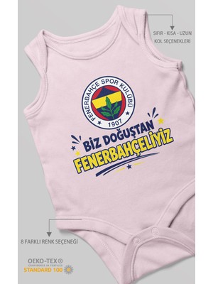 Morivo Kids Biz Doğuştan Fenerbahçeliyiz Sıfır Kollu Bebek Zıbını %100 Pamuk