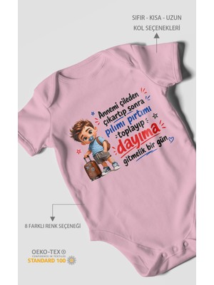 Morivo Kids Anneye ve Dayıya Özel Kısa Kollu Bebek Body %100 Pamuk