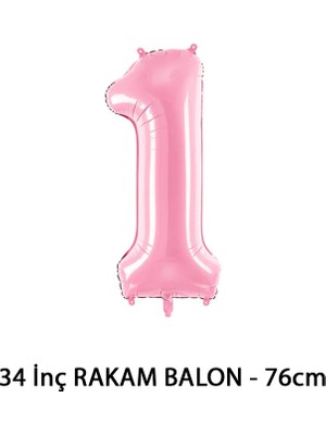 Lotus Party Pembe Renk 1 Rakam Folyo Balon - Pembe Rakam Balon 1 Yaş - 76 cm