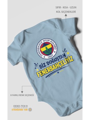 Morivo Kids Biz Doğuştan Fenerbahçeliyiz Kısa Kollu Bebek Body %100 Pamuk