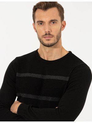 Pierre Cardin Siyah Slim Fit Bisiklet Yaka Triko Kazak 50258805-VR046