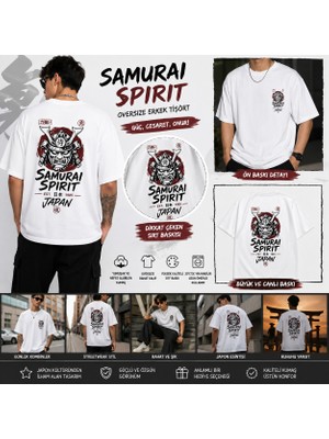 Tişört Kodu Samurai Spirit Sırt Baskılı Oversize Erkek Tişört – Japon Temalı Streetwear Tasarım