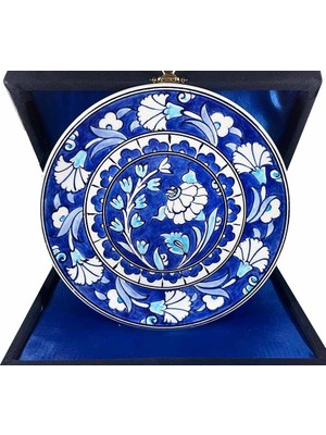 Çini Evi Iznik Çini Tabak  Mavi Karanfil Desenli 18 cm