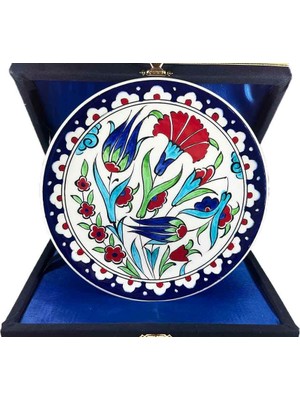 Çini Evi Iznik Çini Tabak  Geleneksel Hediye Lale Karanfil 18 cm