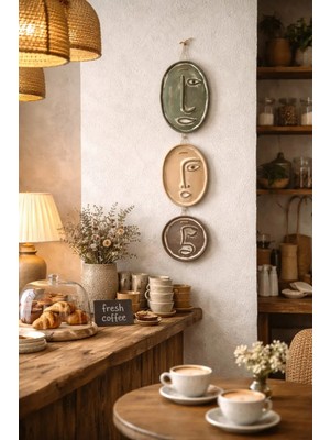 Momiko Modern Minimal Yüzler El Yapımı Beton Duvar Dekoru | Sade Seri – 3’lü Set 2