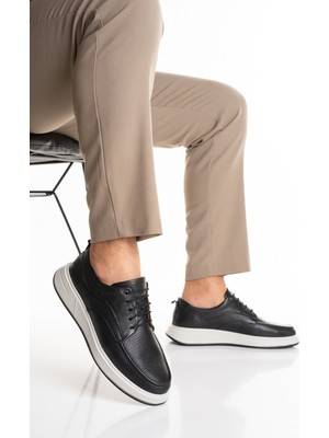 Fame Step Erkek Hakiki Deri Günlük Ayakkabı Modern Casual Kalın Taban Bağcıklı Bologna