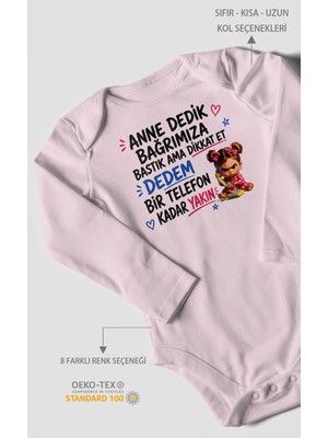 Morivo Kids Anneye ve Dedeye Özel Uzun Kollu Bebek Body %100 Pamuk