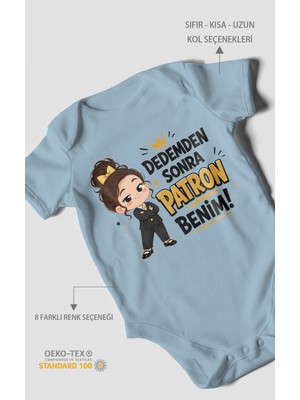 Morivo Kids Dedemden Sonra Patron Benim Kısa Kollu Bebek Body %100 Pamuk