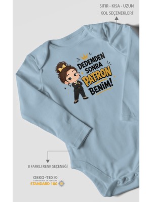 Morivo Kids Dedemden Sonra Patron Benim Uzun Kollu Çıtçıtlı Bebek Body