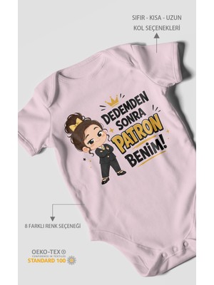 Morivo Kids Dedemden Sonra Patron Benim Kısa Kollu Bebek Body %100 Pamuk