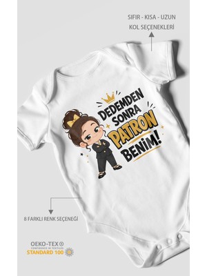 Morivo Kids Dedemden Sonra Patron Benim Kısa Kollu Bebek Body %100 Pamuk