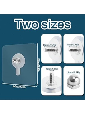 24 Adet Yapışkan Vida, Yapışkan Kanca, Sihirli Kanca, Delmeden Duvara Sabitleme, Şeffaf, Su Geçirmez Vida, Kendinden Yapışkanlı Vida, Banyo, Mutfak, Duş, Depo Odası Için (8/10 Mm)