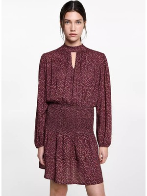 Mango Desenli Lurex Elbise
